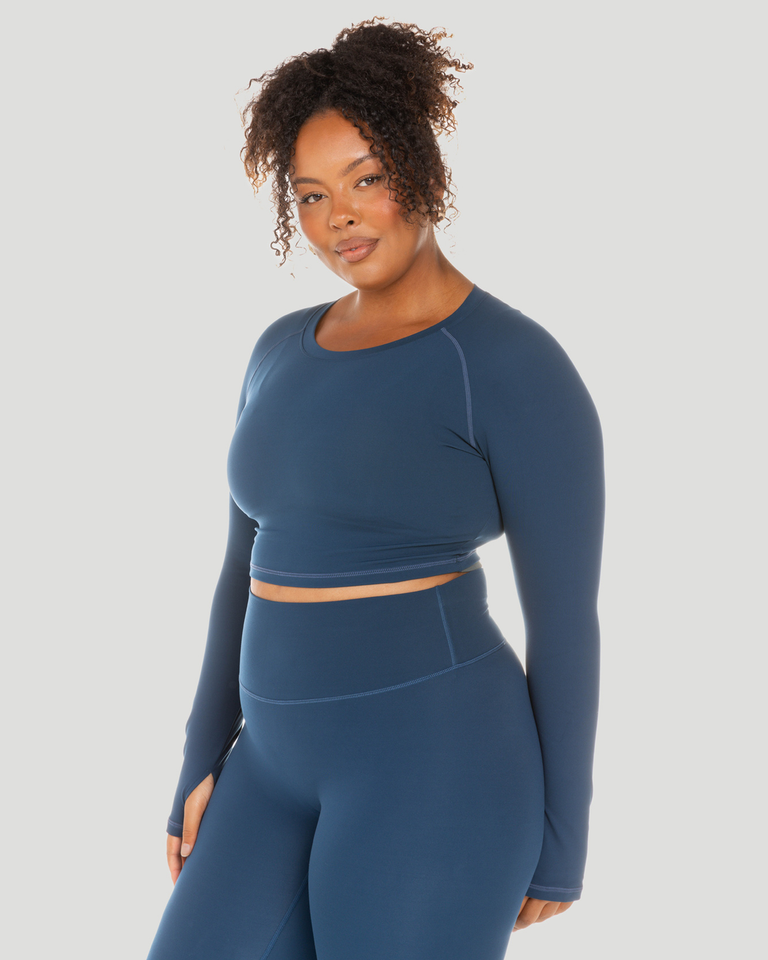 Aura Crop Long Sleeve - Navy