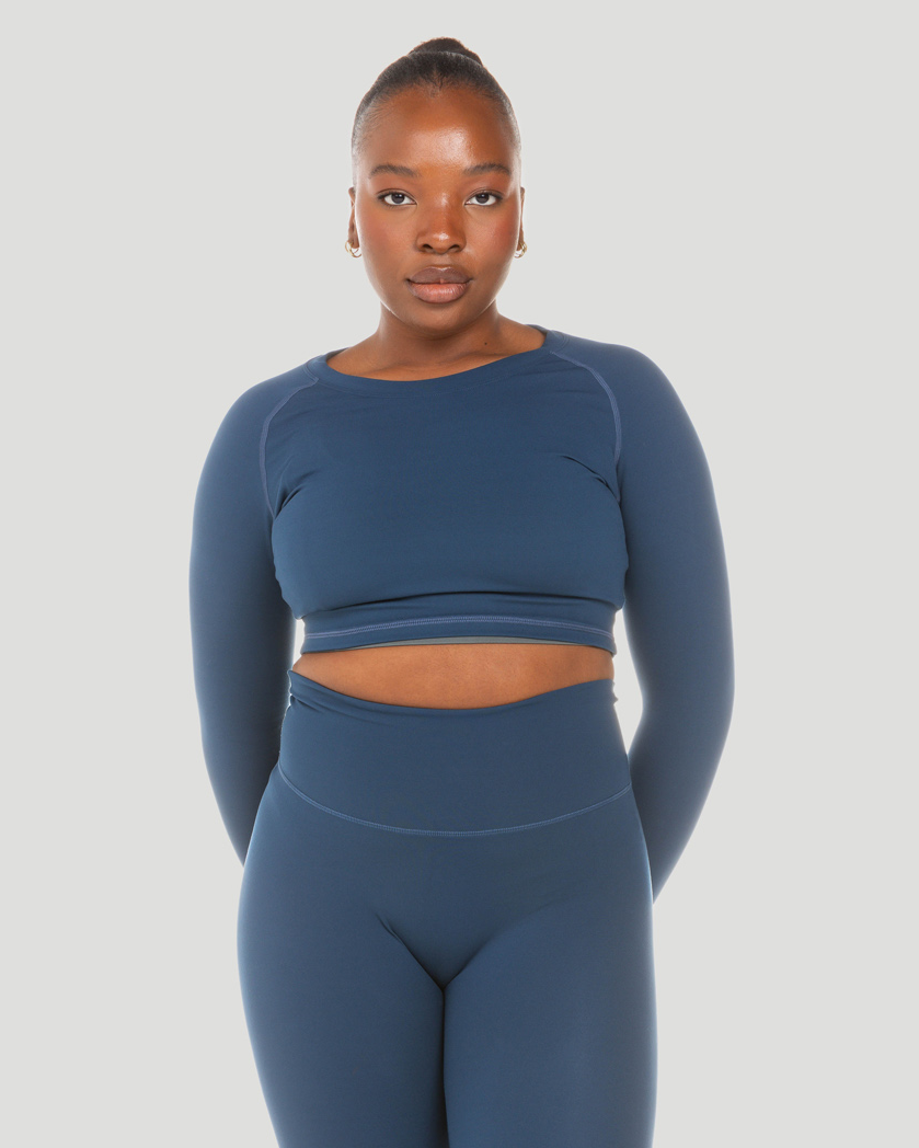 Aura Crop Long Sleeve - Navy