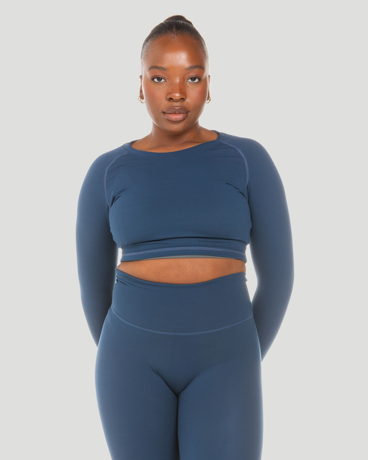 Aura Crop Long Sleeve - Navy