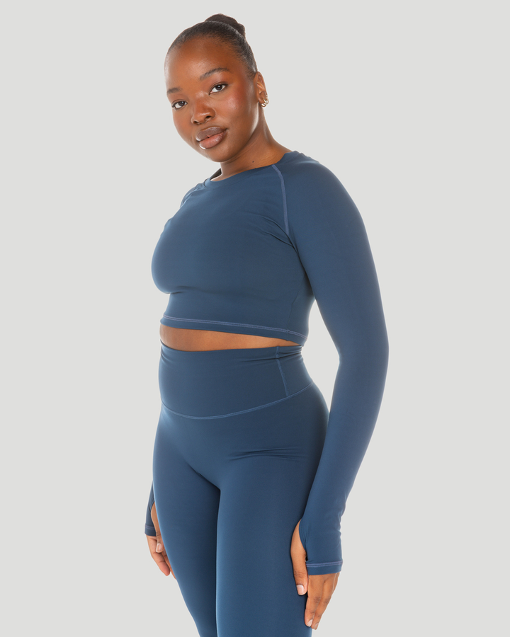 Aura Crop Long Sleeve - Navy