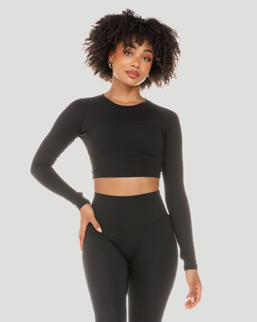 Aura Crop Long Sleeve - Black