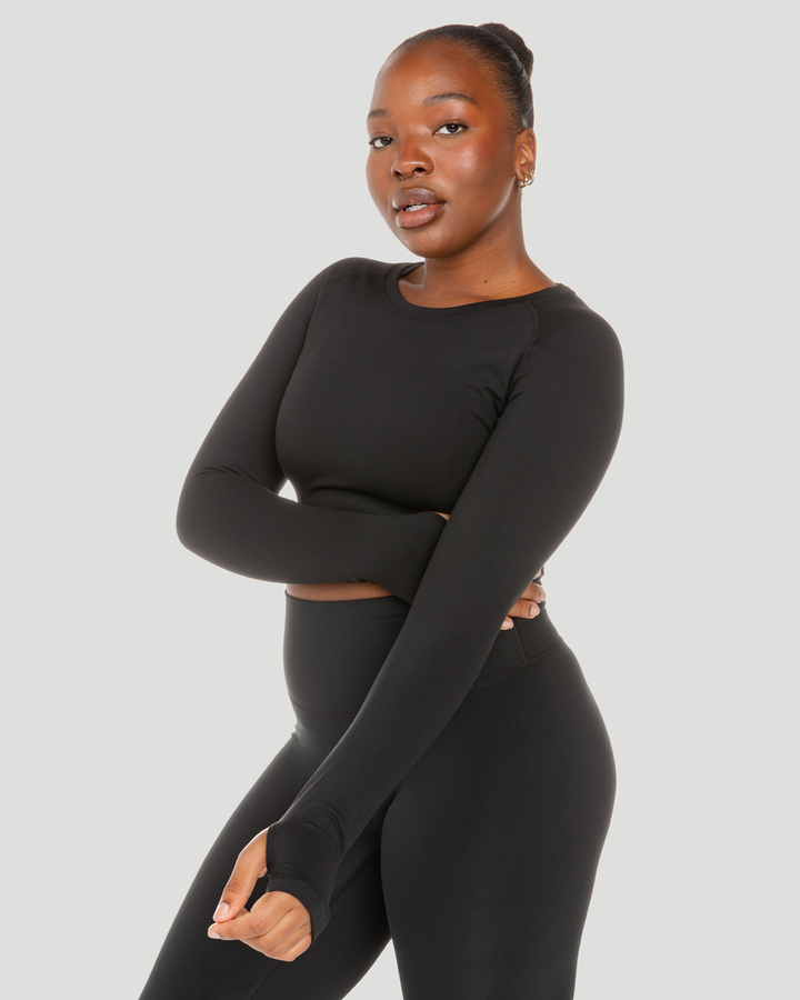 Aura Crop Long Sleeve - Black