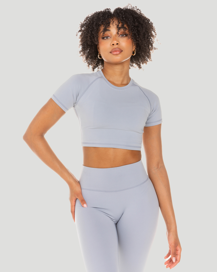 Aura Crop Tee - Steel Grey