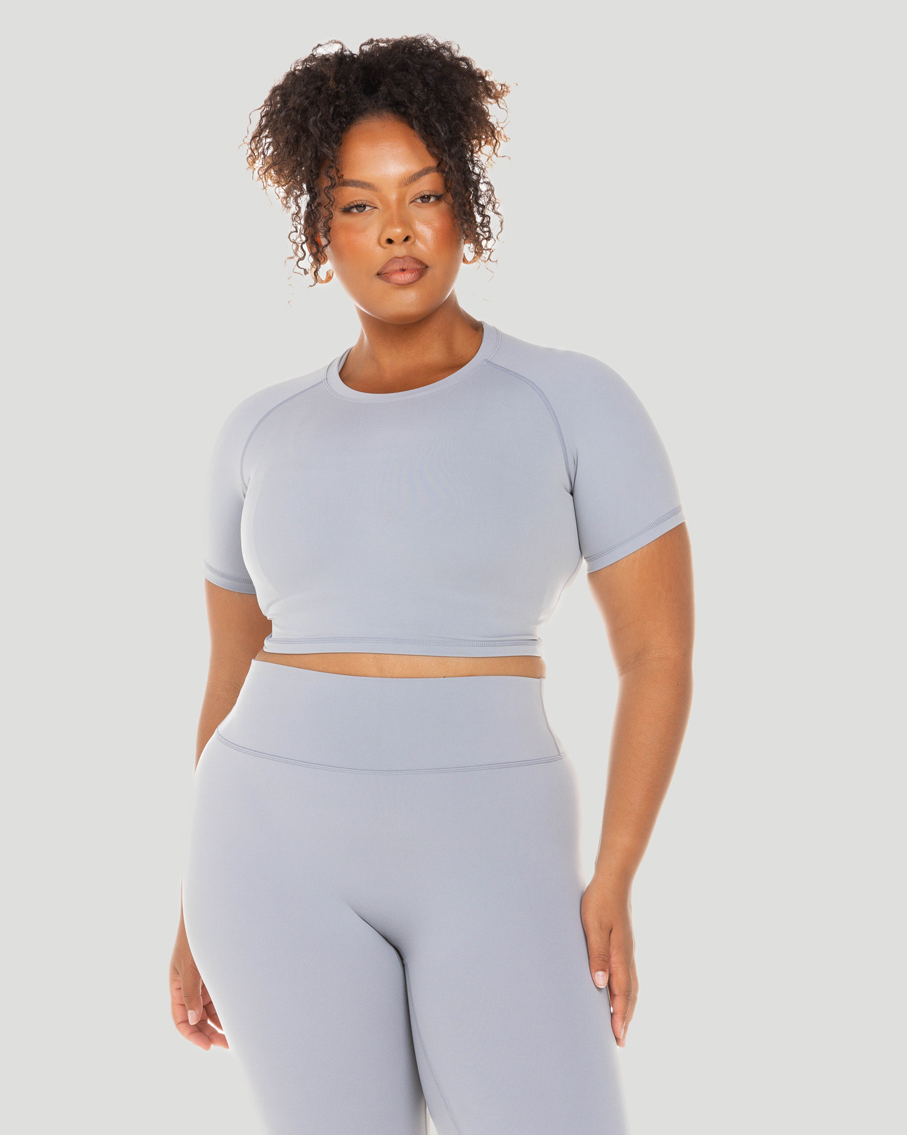 Aura Crop Tee - Steel Grey