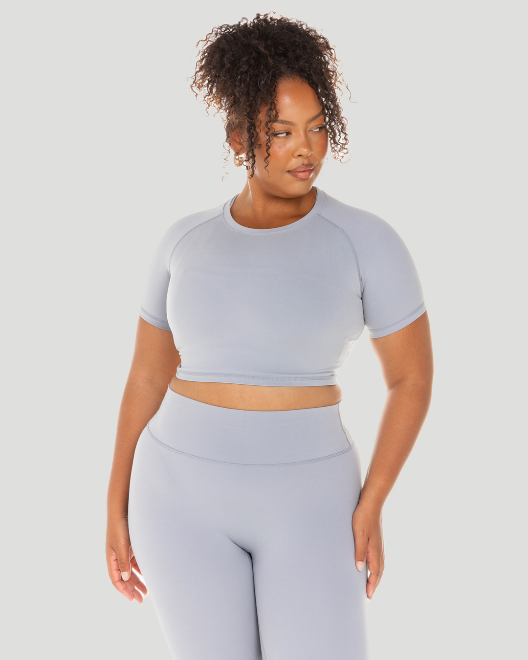 Aura Crop Tee - Steel Grey