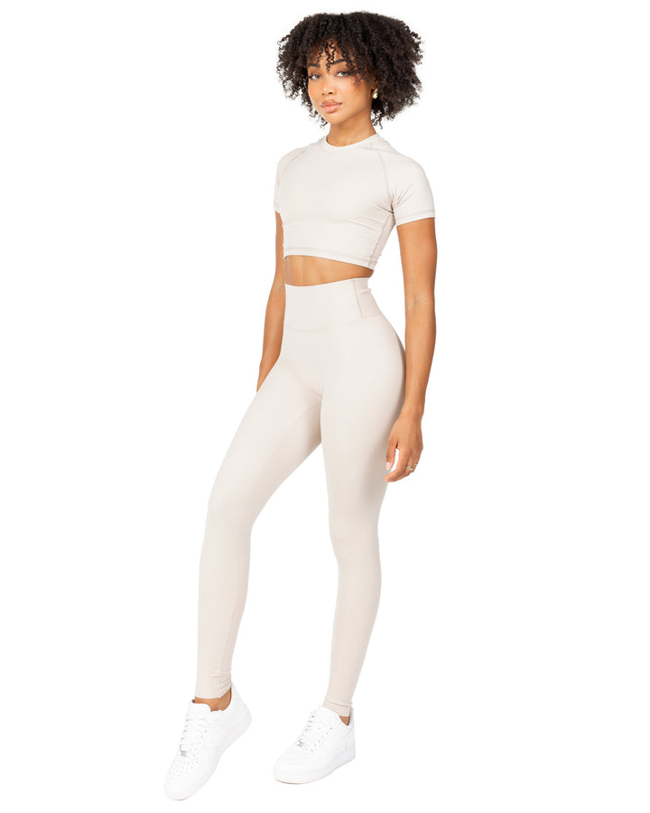 Aura Bonded Leggings - Oat Latte