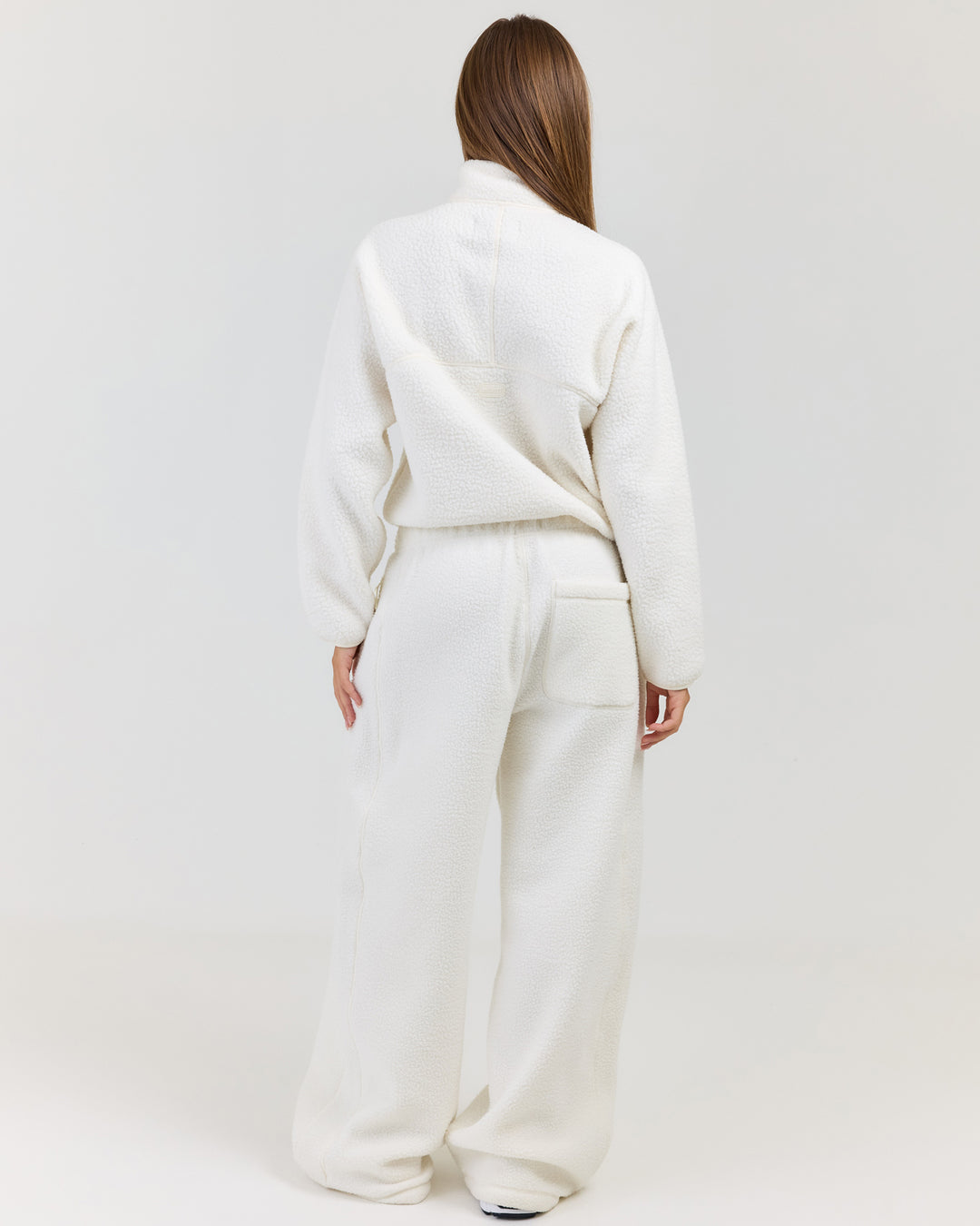 Teddy Fleece Wide Leg Pants - Off White