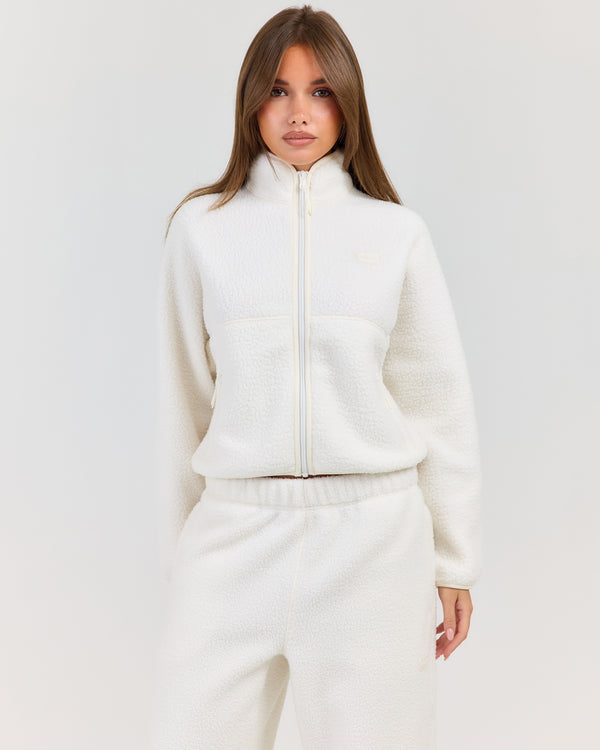 Teddy Fleece Zip Through - Off White