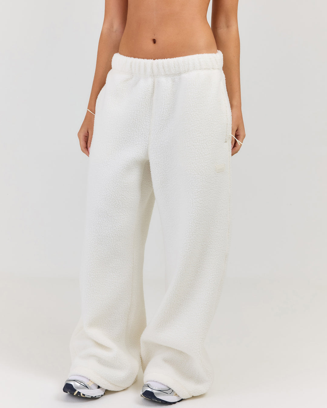 Teddy Fleece Wide Leg Pants - Off White