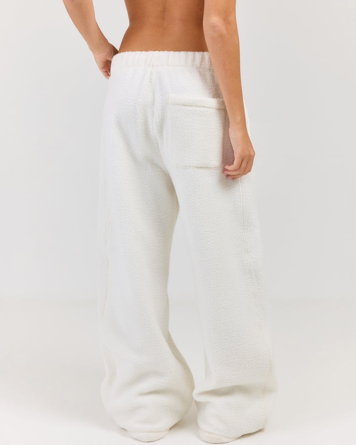 Teddy Fleece Wide Leg Pants - Off White