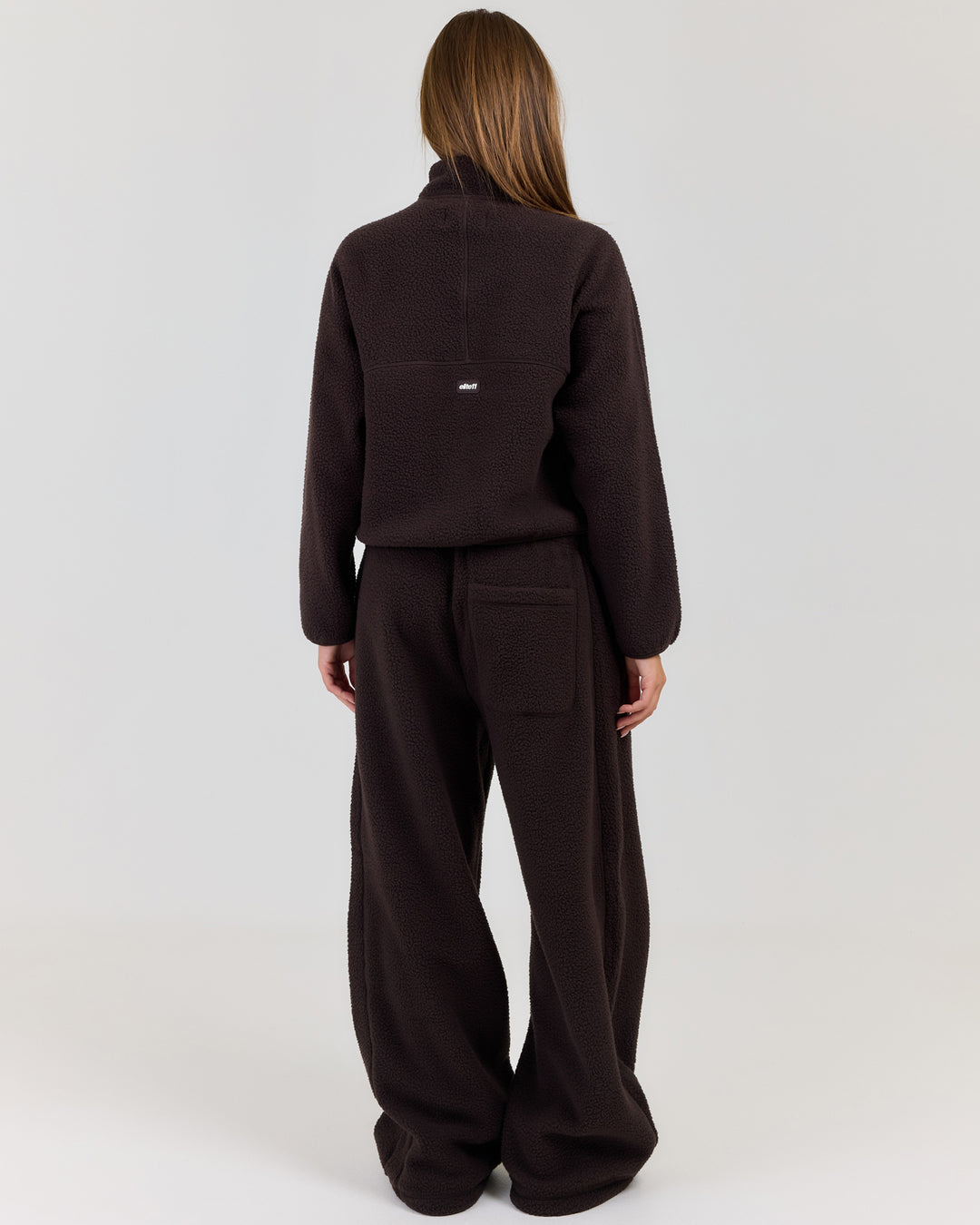 Teddy Fleece Wide Leg Pants - Coffee Bean