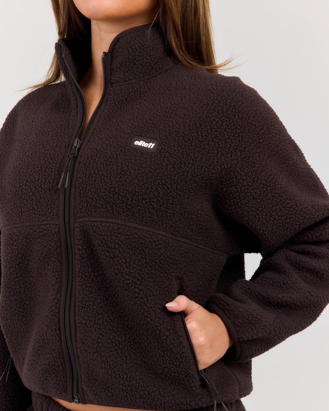 Teddy Fleece Zip Through - Coffee Bean