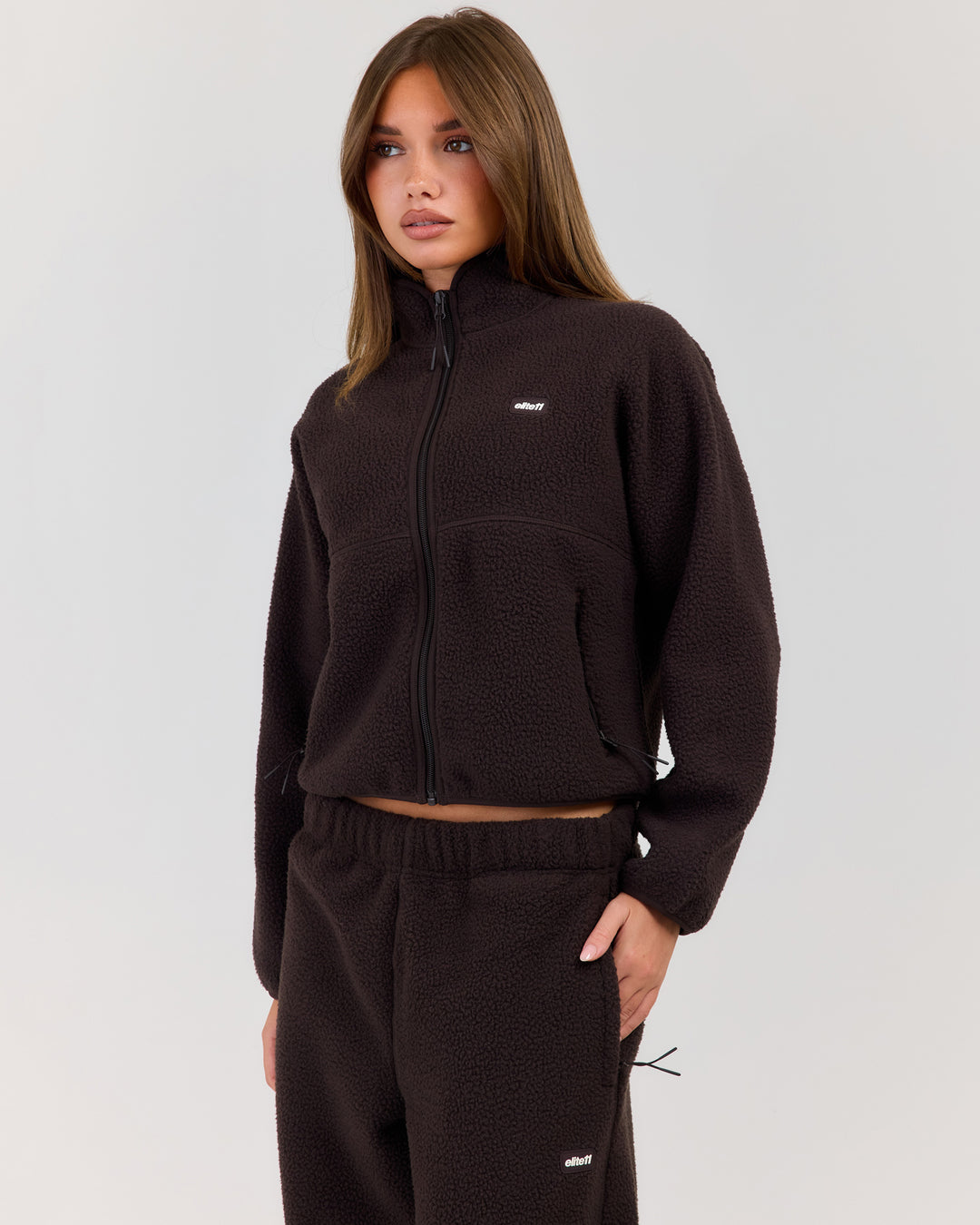 Teddy Fleece Zip Through - Coffee Bean