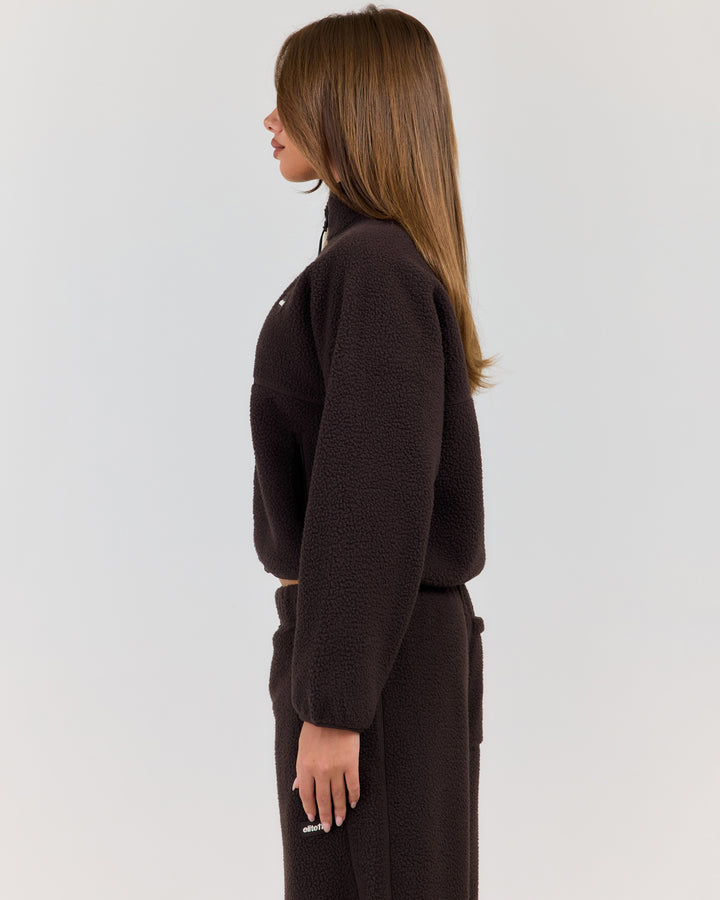 Teddy Fleece Zip Through - Coffee Bean