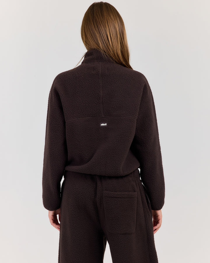 Teddy Fleece Zip Through - Coffee Bean