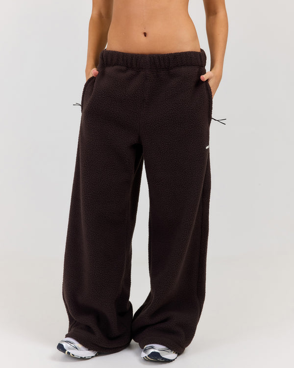 Teddy Fleece Wide Leg Pants - Coffee Bean