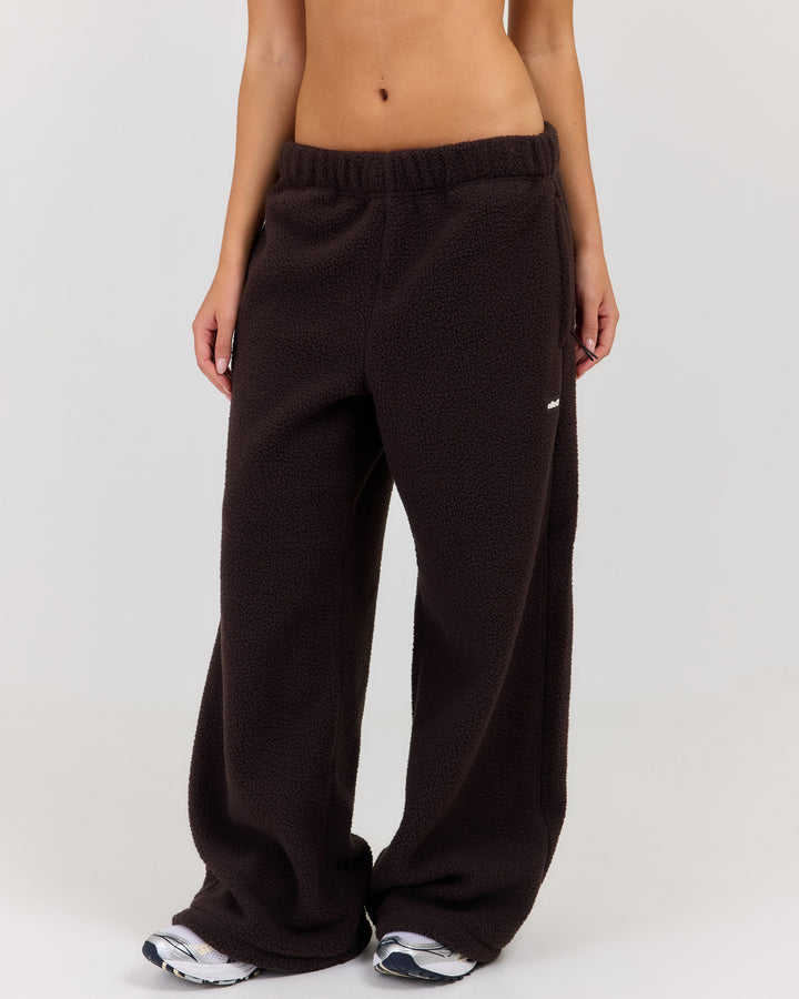 Teddy Fleece Wide Leg Pants - Coffee Bean