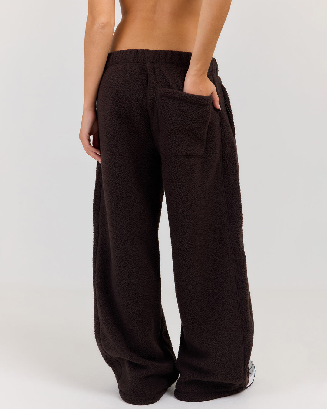 Teddy Fleece Wide Leg Pants - Coffee Bean