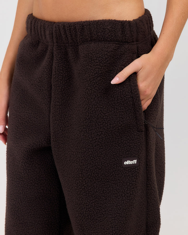 Teddy Fleece Wide Leg Pants - Coffee Bean