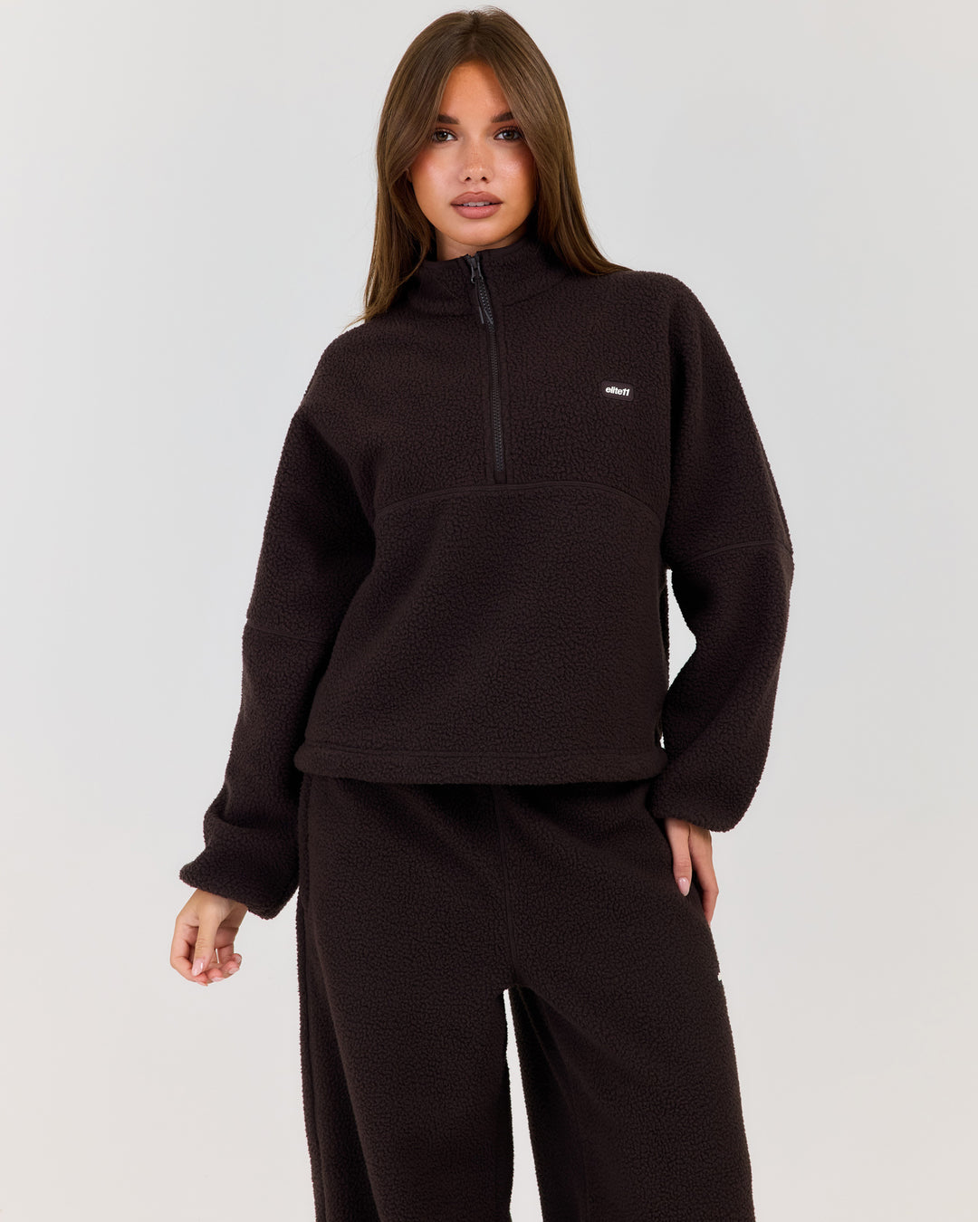 Teddy Fleece 1/4 Zip - Coffee Bean