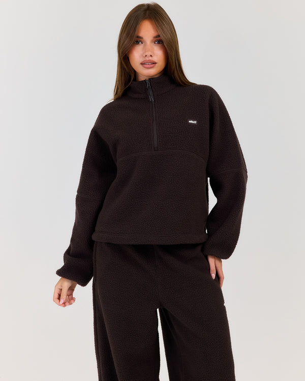 Teddy Fleece 1/4 Zip - Coffee Bean