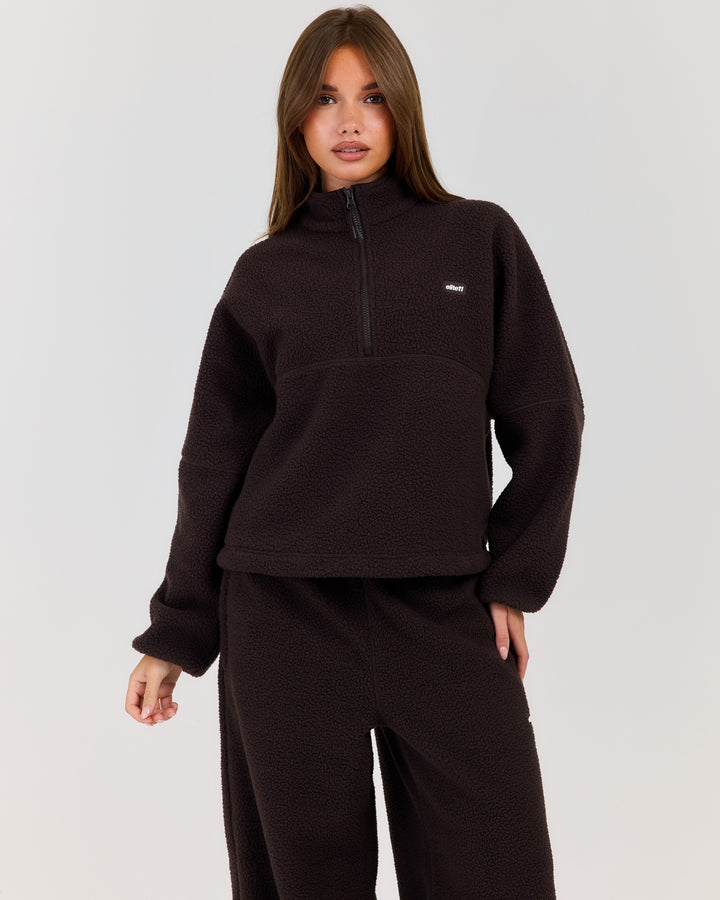 Teddy Fleece 1/4 Zip - Coffee Bean