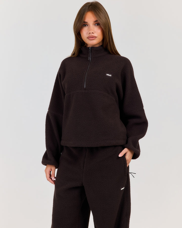 Teddy Fleece 1/4 Zip - Coffee Bean