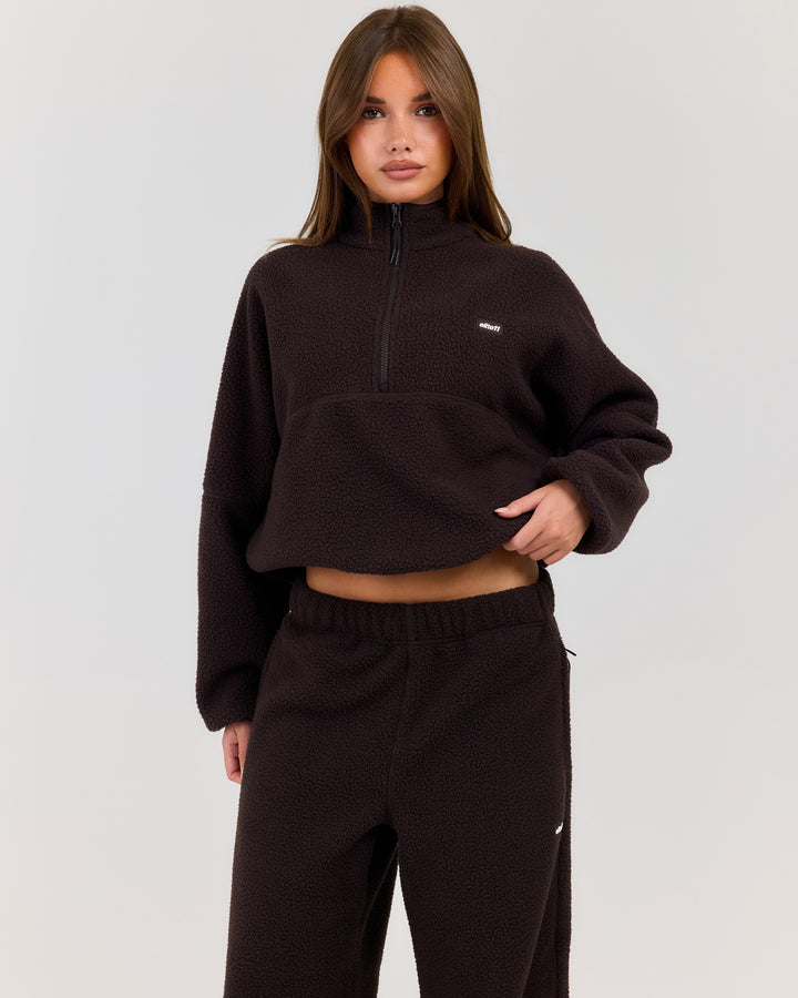 Teddy Fleece 1/4 Zip - Coffee Bean