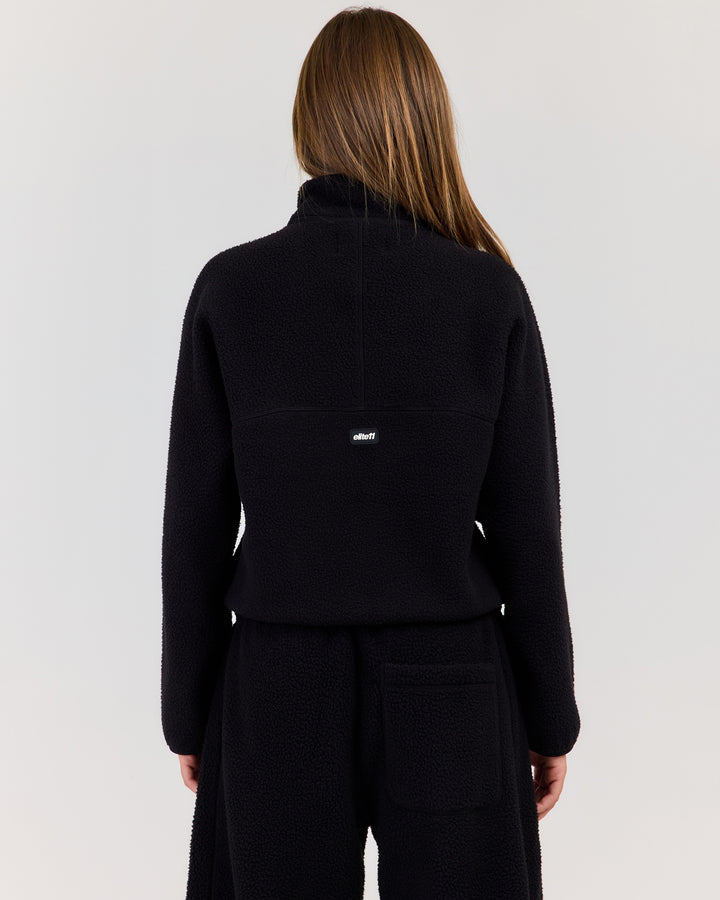 Teddy Fleece Zip Through - Black