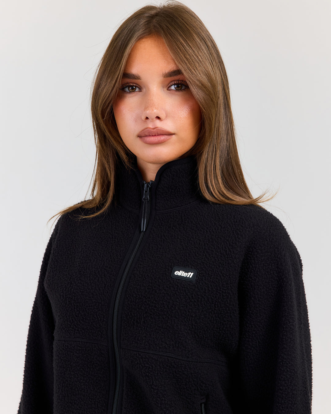 Teddy Fleece Zip Through - Black