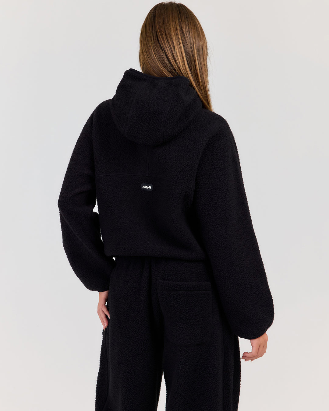 Teddy Fleece Zip Through Hoodie - Black