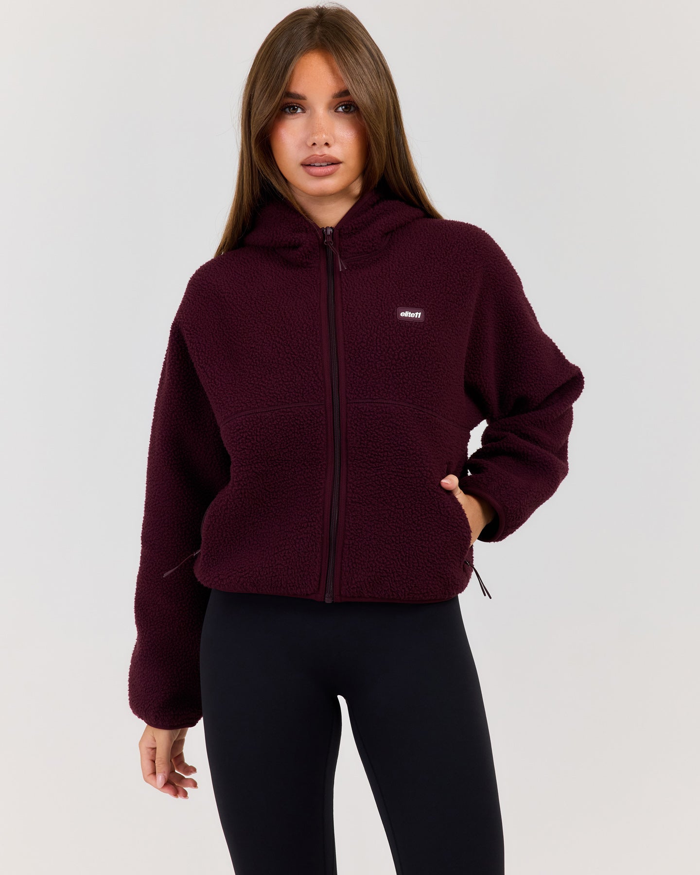 Teddy Fleece Zip Through Hoodie - Deep Plum – Elite Eleven