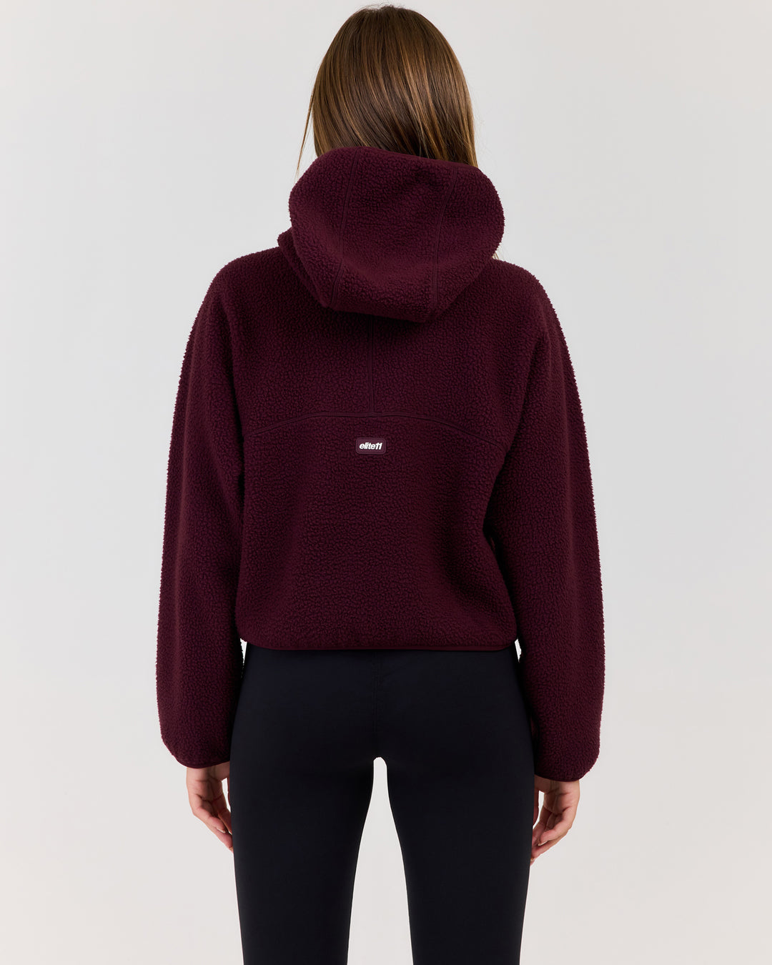 Teddy Fleece Zip Through Hoodie - Deep Plum