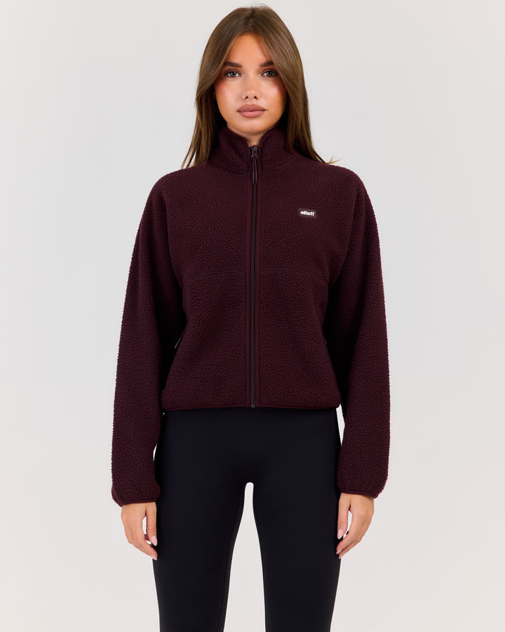 Teddy Fleece Zip Through - Deep Plum