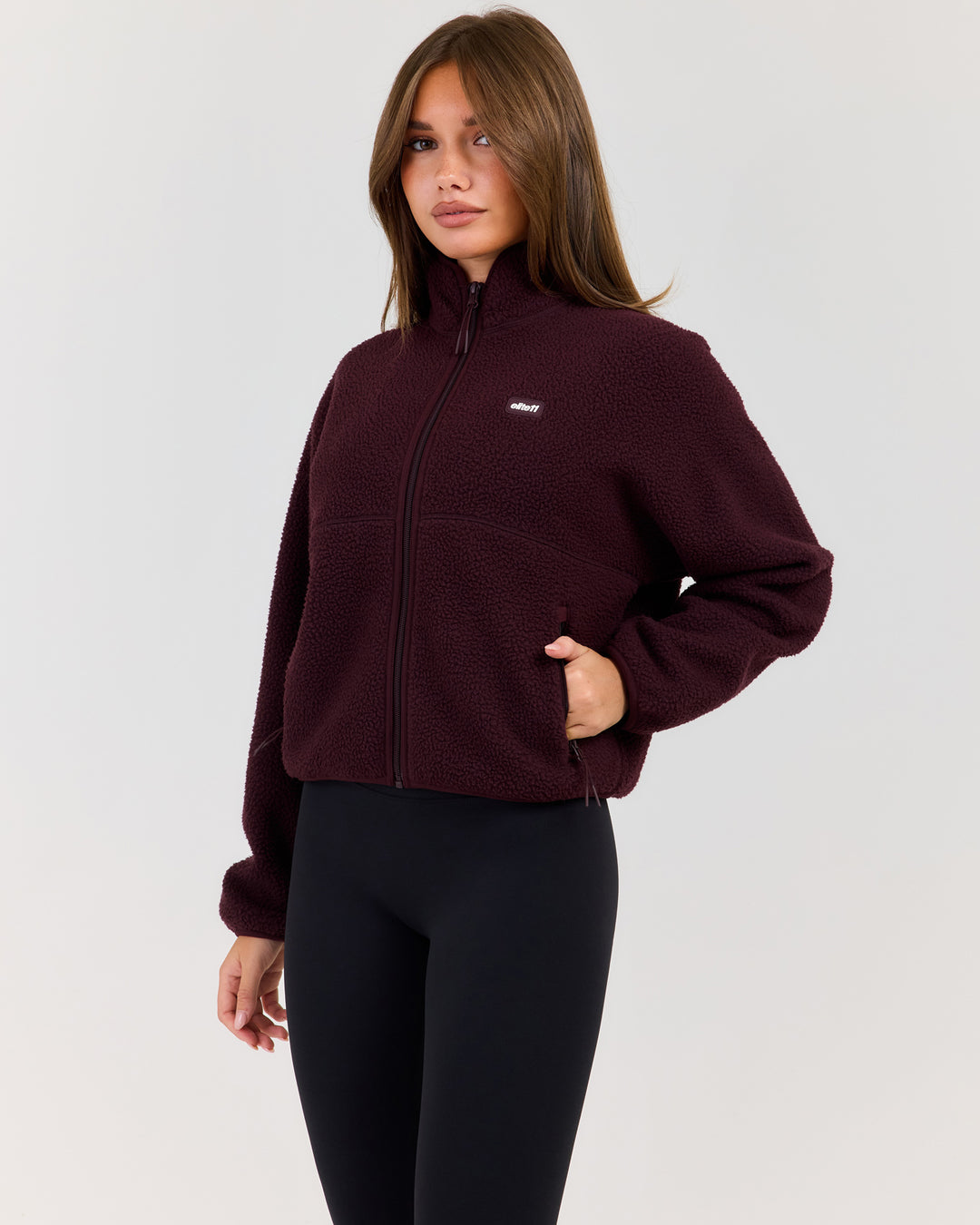 Teddy Fleece Zip Through - Deep Plum