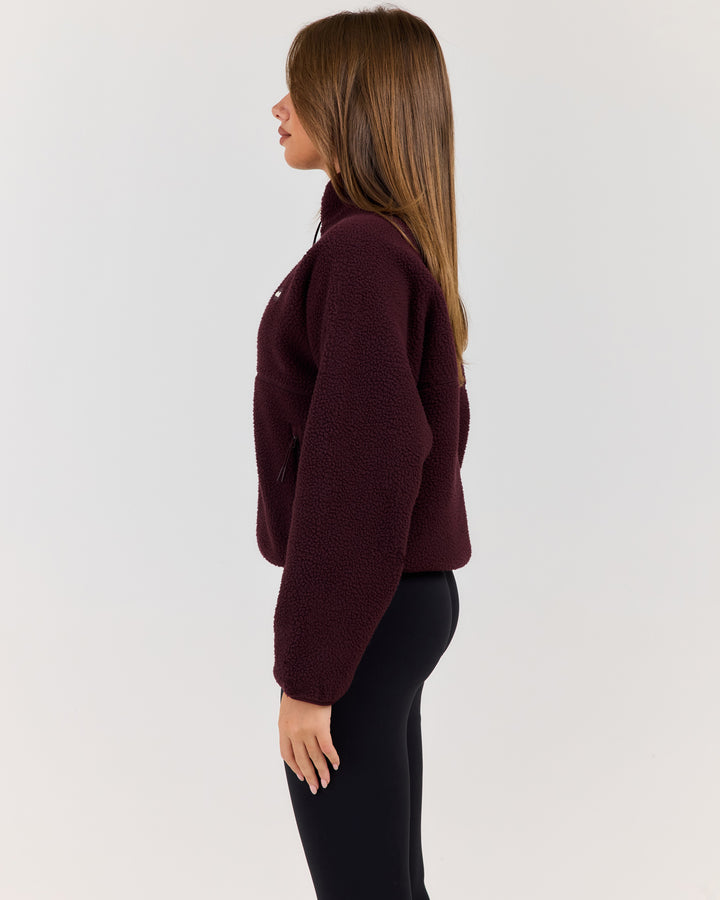 Teddy Fleece Zip Through - Deep Plum