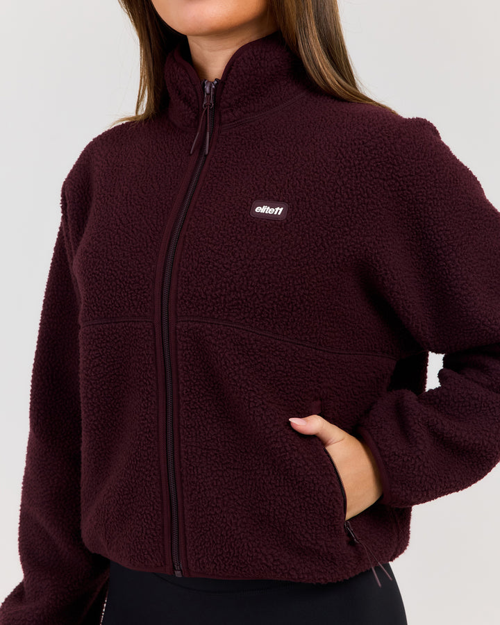 Teddy Fleece Zip Through - Deep Plum