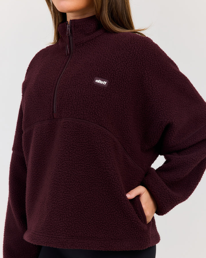 Teddy Fleece 1/4 Zip - Deep Plum
