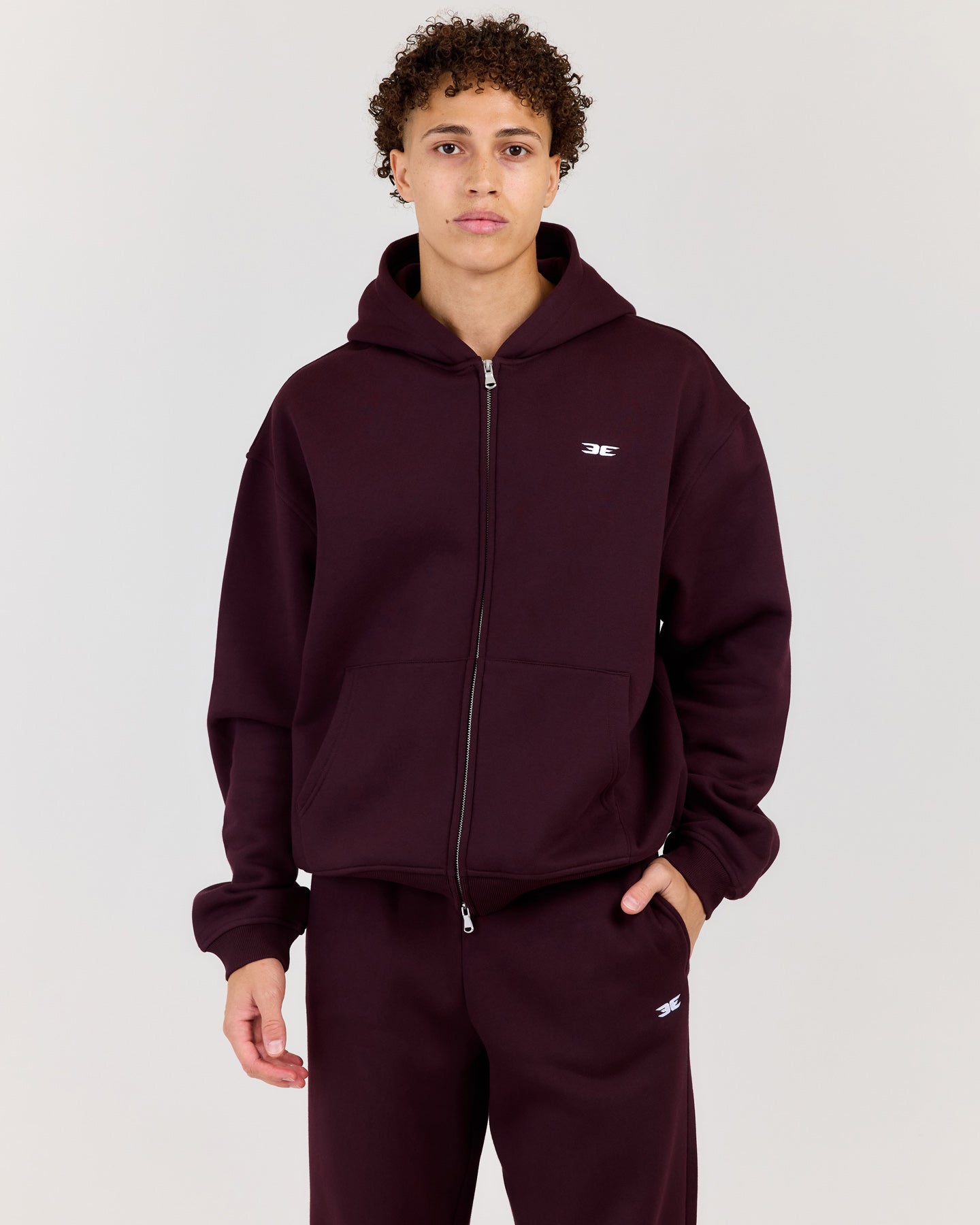 Classic Relaxed Hooded Zip Through - Plum