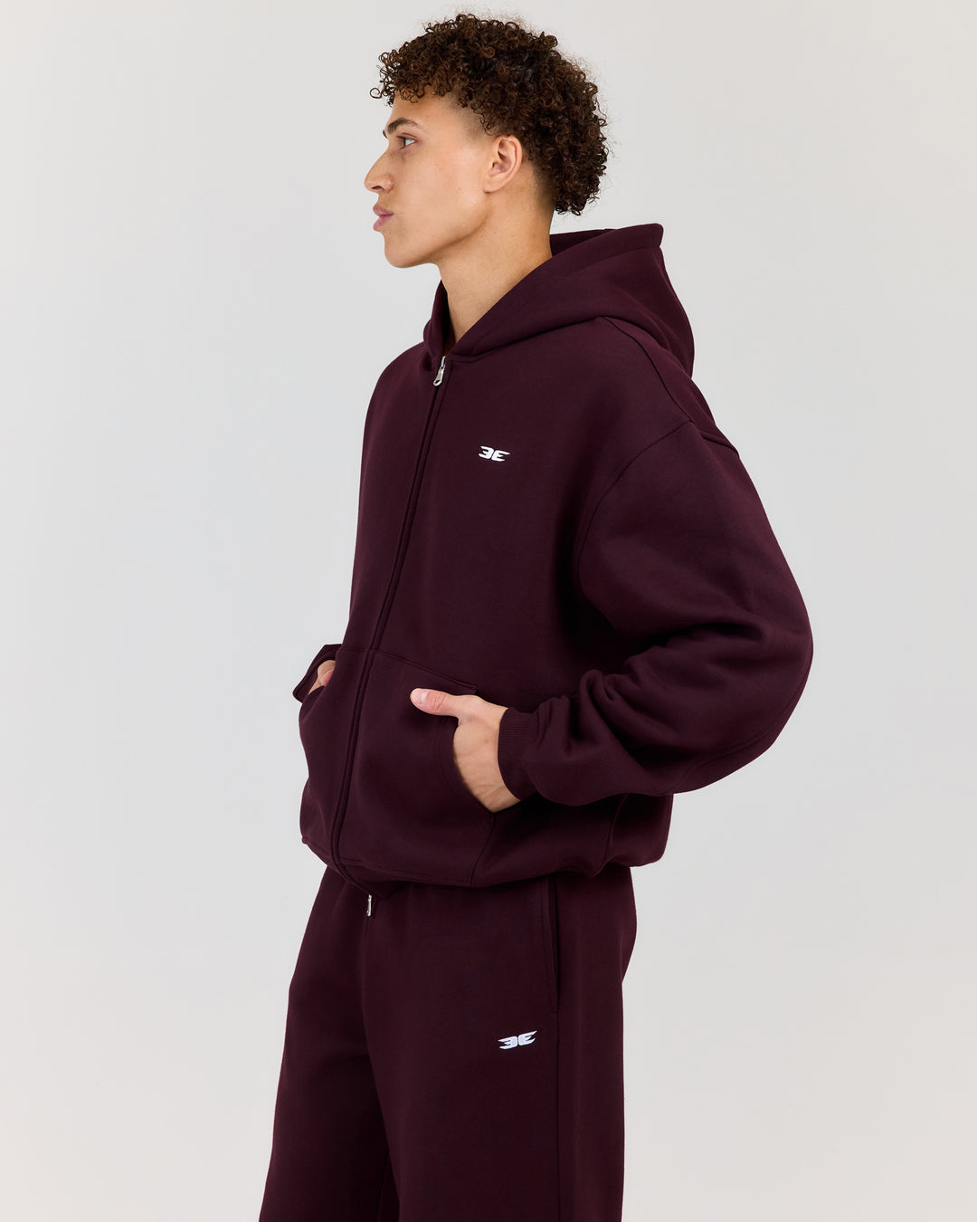 Classic Relaxed Hooded Zip Through - Plum