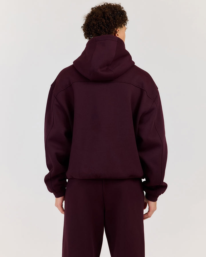 Classic Relaxed Hooded Zip Through - Plum