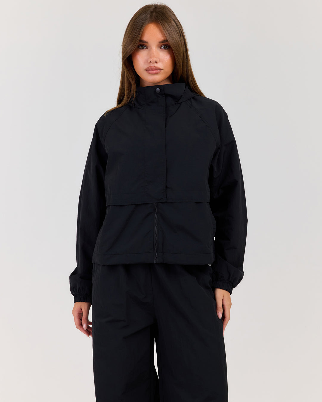 Lightweight Funnel Neck Jacket - Black
