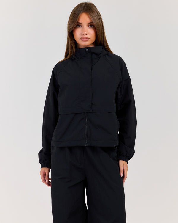 Lightweight Funnel Neck Jacket - Black