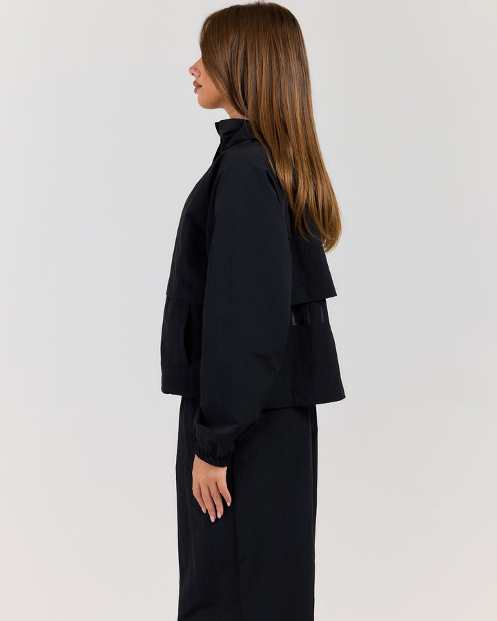 Lightweight Funnel Neck Jacket - Black