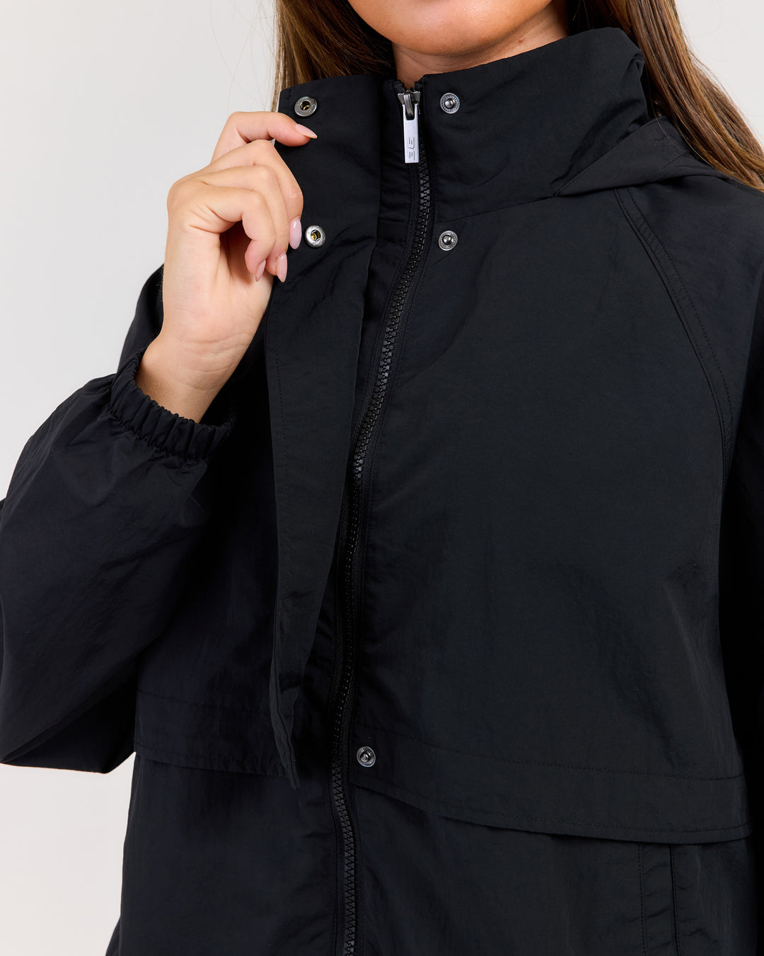 Lightweight Funnel Neck Jacket - Black