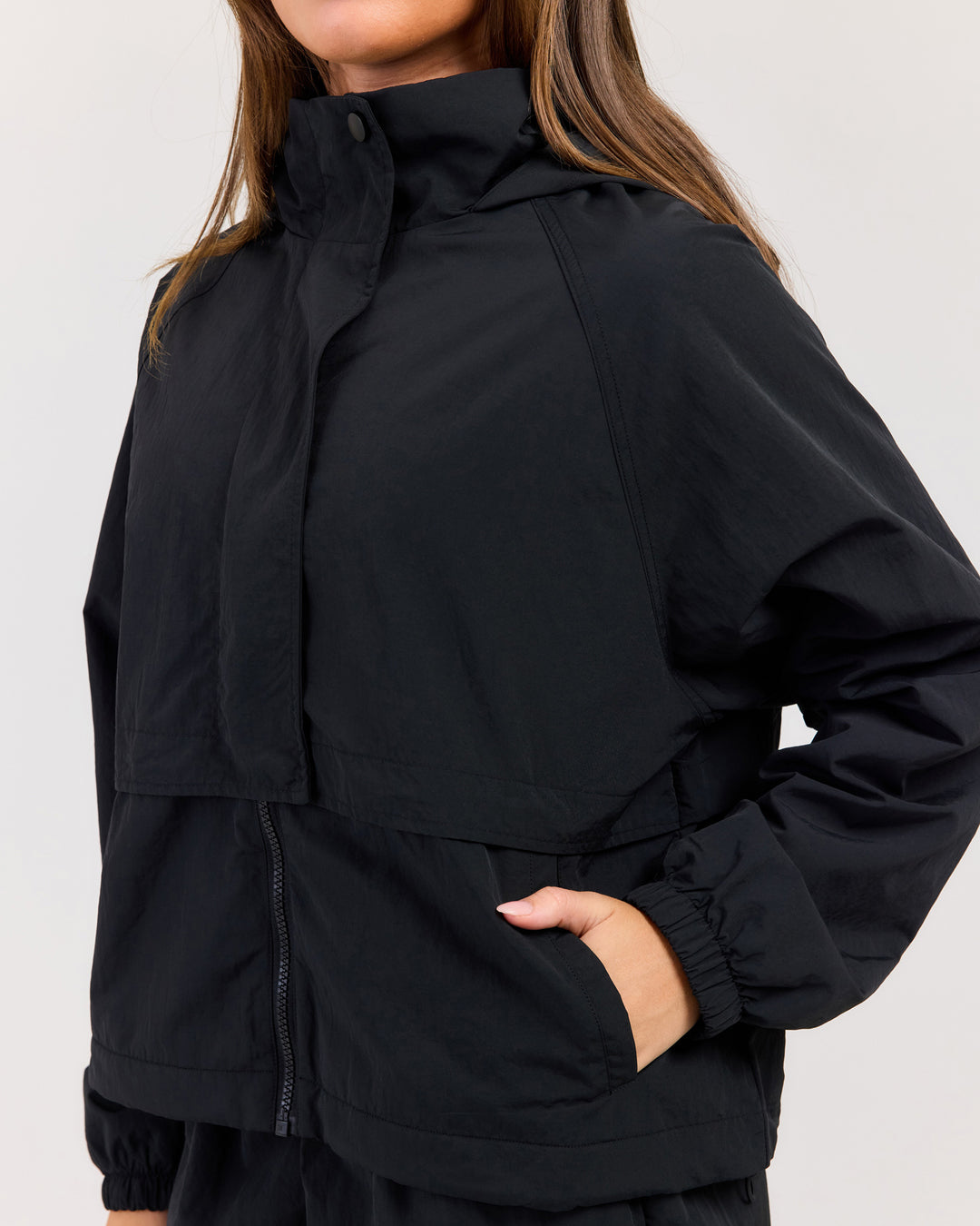 Lightweight Funnel Neck Jacket - Black