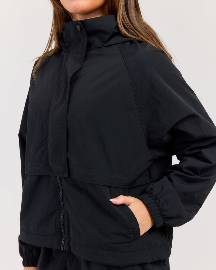 Lightweight Funnel Neck Jacket - Black
