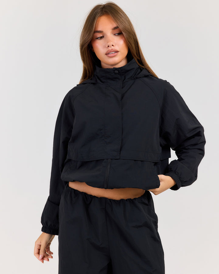 Lightweight Funnel Neck Jacket - Black