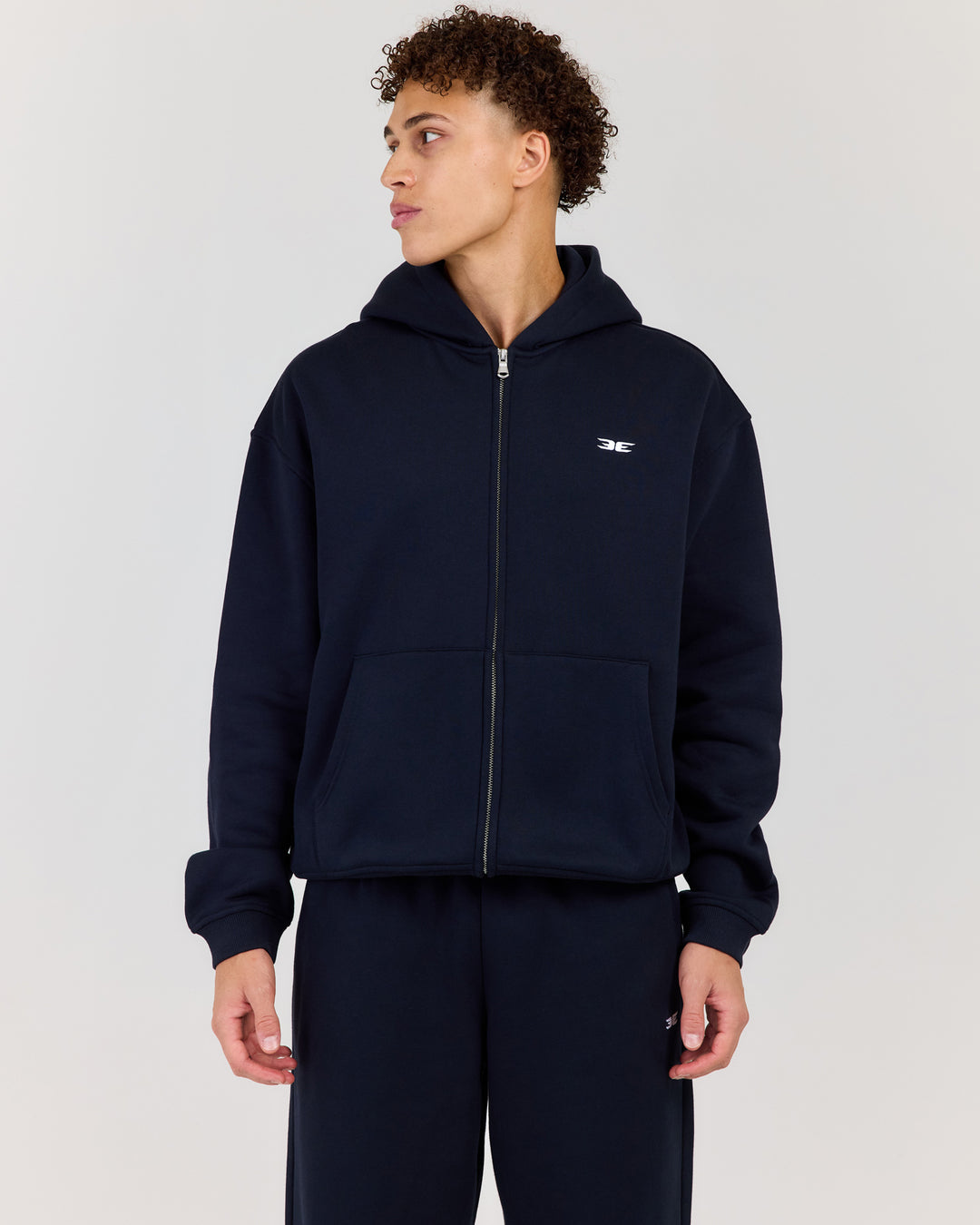 Classic Relaxed Hooded Zip Through - Navy