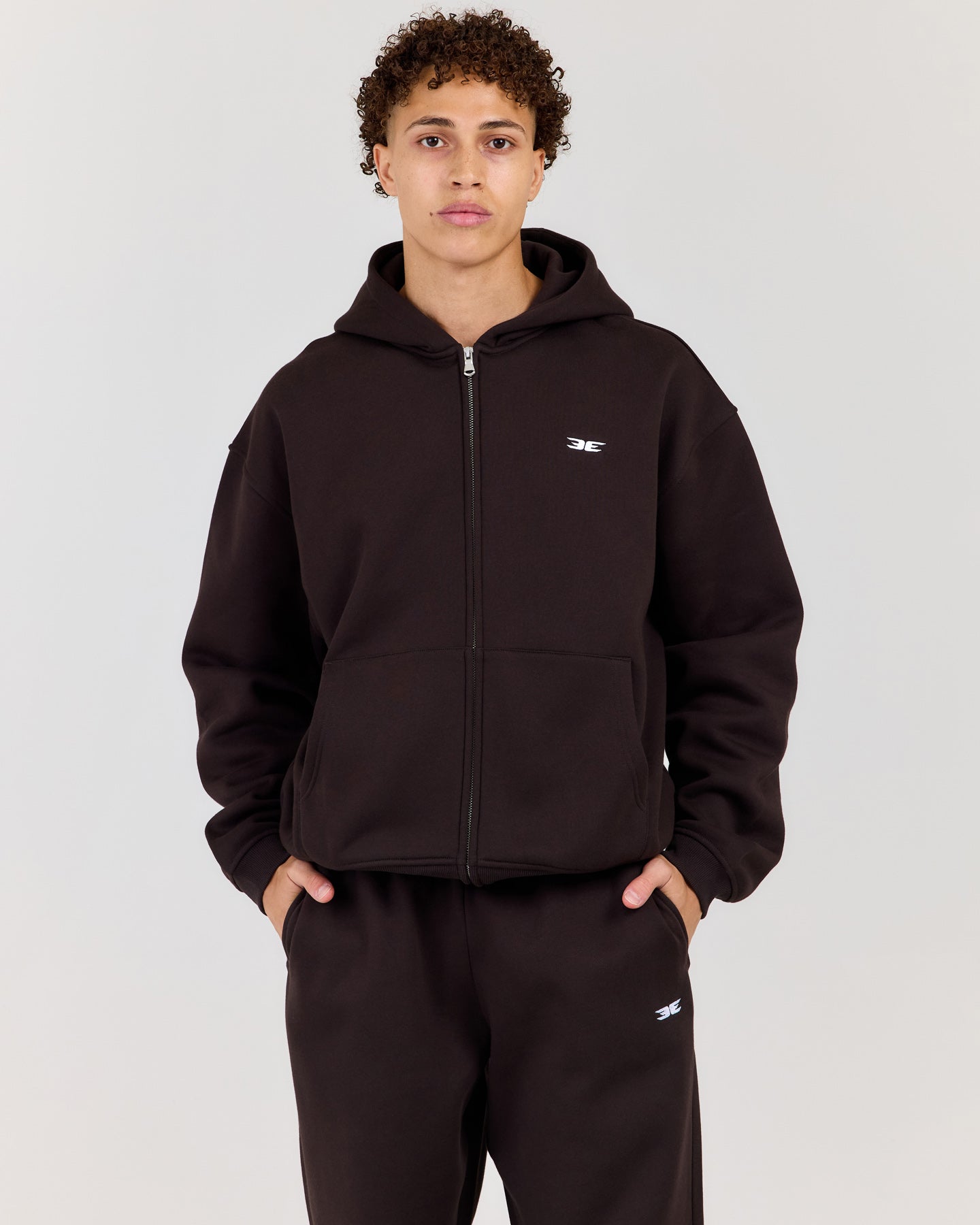 Classic Relaxed Hooded Zip Through - Coffee Bean